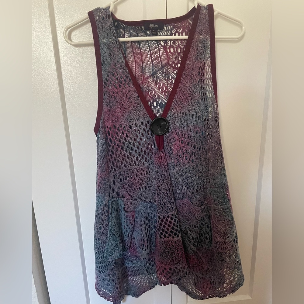 FLOWY COTTON MESH TOP- S